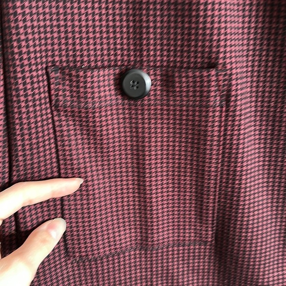 Loft maroon checkered ruffle neck dress - Picture 4 of 9
